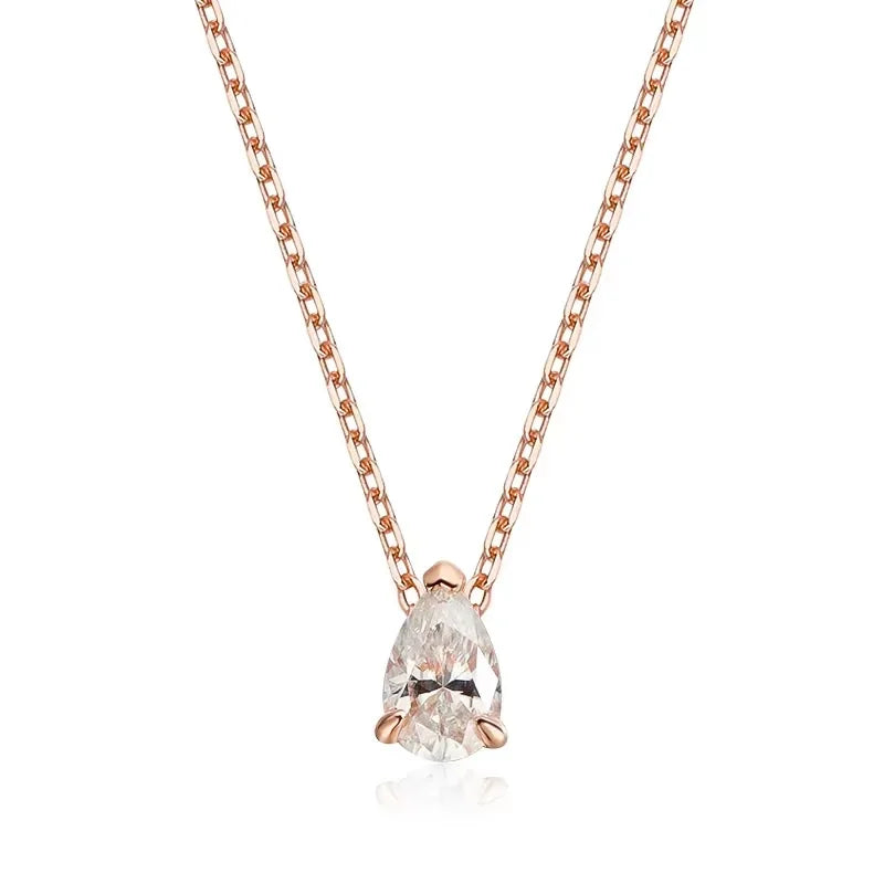 1-4CT Pear Cut Moissanite Pendant Necklace for Women Girls 3 Designs Lab Diamond Wedding Silver 925 Chains Fine Jewelry