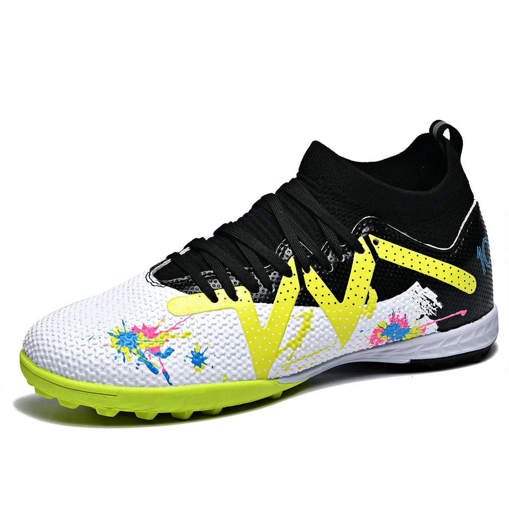 Multicolor TF Turf Soccer Shoes Durable PU Fabric Rubber Outsole Anti-slip Wearproof For Kids Teenager Turf Games