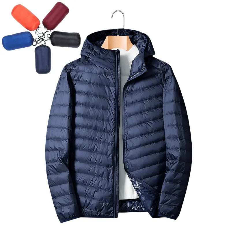 Autumn Winter Down Jacket Men Ultra Light Windproof Waterproof Anti Fouling Anti-Oil White Duck Portable Hooded Coat Male