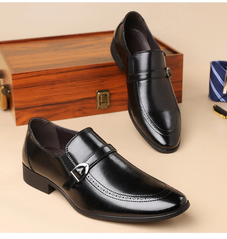 Spring Autumn New Pointed Leather Shoes for Men Solid Color Business Casual Shoes Male Fashion Designer Dress Shoe Man