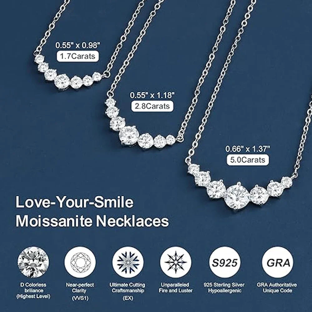 Moissanite Necklace for Woman Wedding Fine Jewely with Certificates 925 Sterling Sliver Plated 18k White Gold Necklace