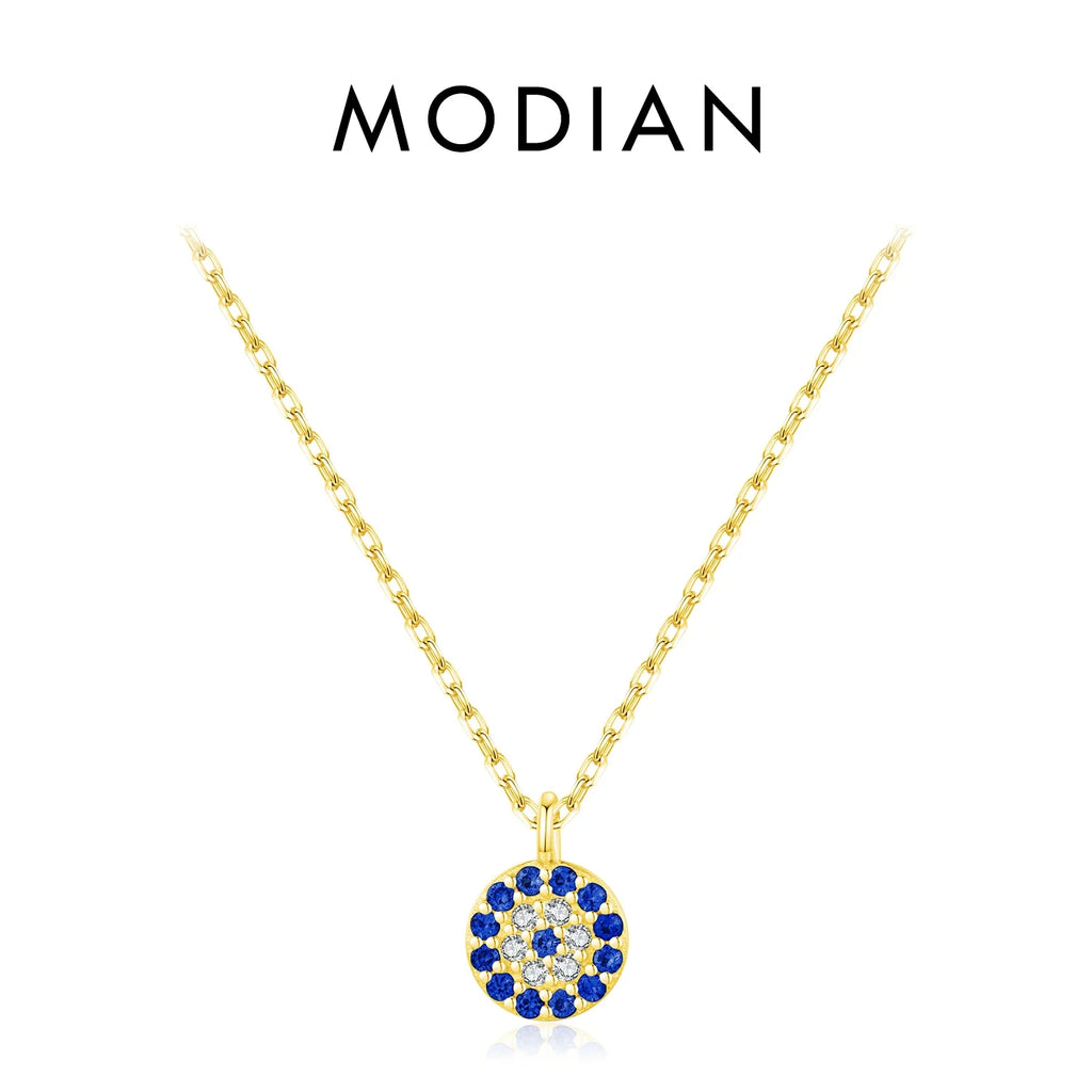 Blue Eye Necklace 925 Sterling Silver Zirconia Eyes Pendant Necklaces Trendy Link Chain Jewelry Gifts For Women Girls