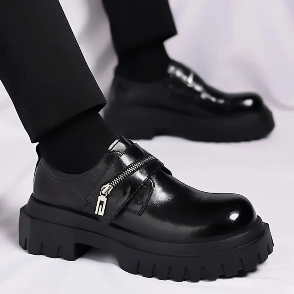 2026 New Derby men's leather shoes Thick bottomed British style design Leisure Party Business Office Luxury adult shoes