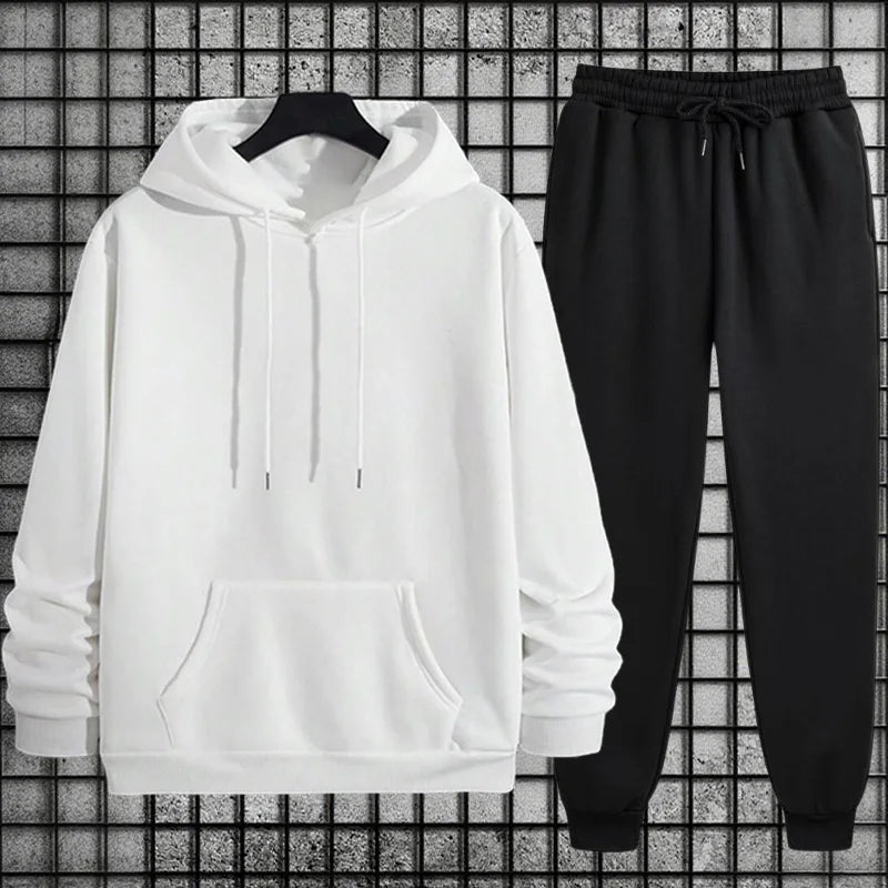2025 New in Men's Sportswear Solid Color Hoodie + Sweatpants Urban Casual Fashion Tracksuit Fall/winter Comfort Warm Soft Outfit
