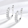 1.2ct Halo Moissanite Hoop Earrings for Women 925 Sterling Silver Straight Row Ear Buckles Wedding Small Ear Studs Gift
