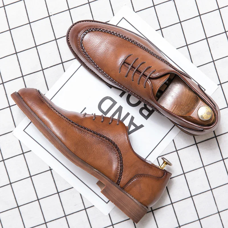 Spring Autumn New Men's Genuine Leather Casual Shoes Outdoor Work Shoes Office Dress Shoes Men's Wedding Shoes Free Delivery