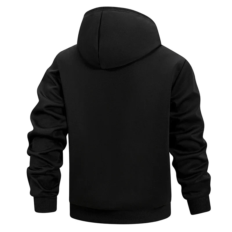 Men's Winter Warm Sherpa Plush Lined Jacket Casual Zip Up Hooded Coat with Zipper Pockets Male Fleece Outerwear Outfits Tops