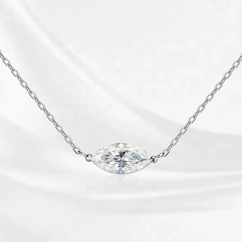 Marquise Cut 1-3CT Zircon or Moissanite Necklace for Women Gemstone Lab Diamond Pendant 925 Sterling Silver Plated 14K