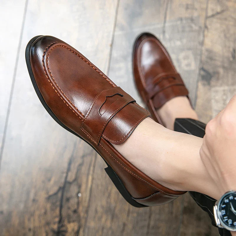 Mens Dress Wedding Fashion Office High Quality Leather Comfy Business Formal Italy Driving Loafers Shoes for Men Plus Size 38~48
