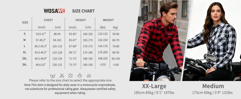 Men's Women's Winter Motorcycle Jacket Warm Motocross Motorbike Checkered Casual Outdoor Riding Shirts