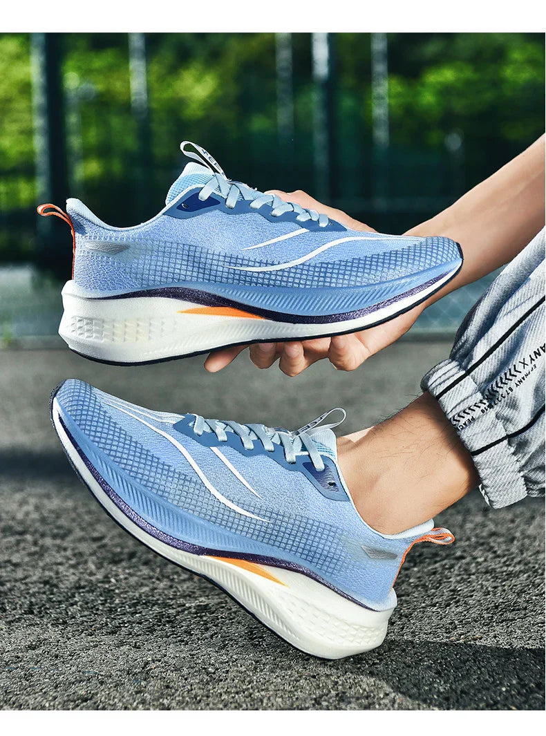 Fashion men's and women's sports running shoes casual breathable mesh surface carbon plate support wear-resistant rubber outsole