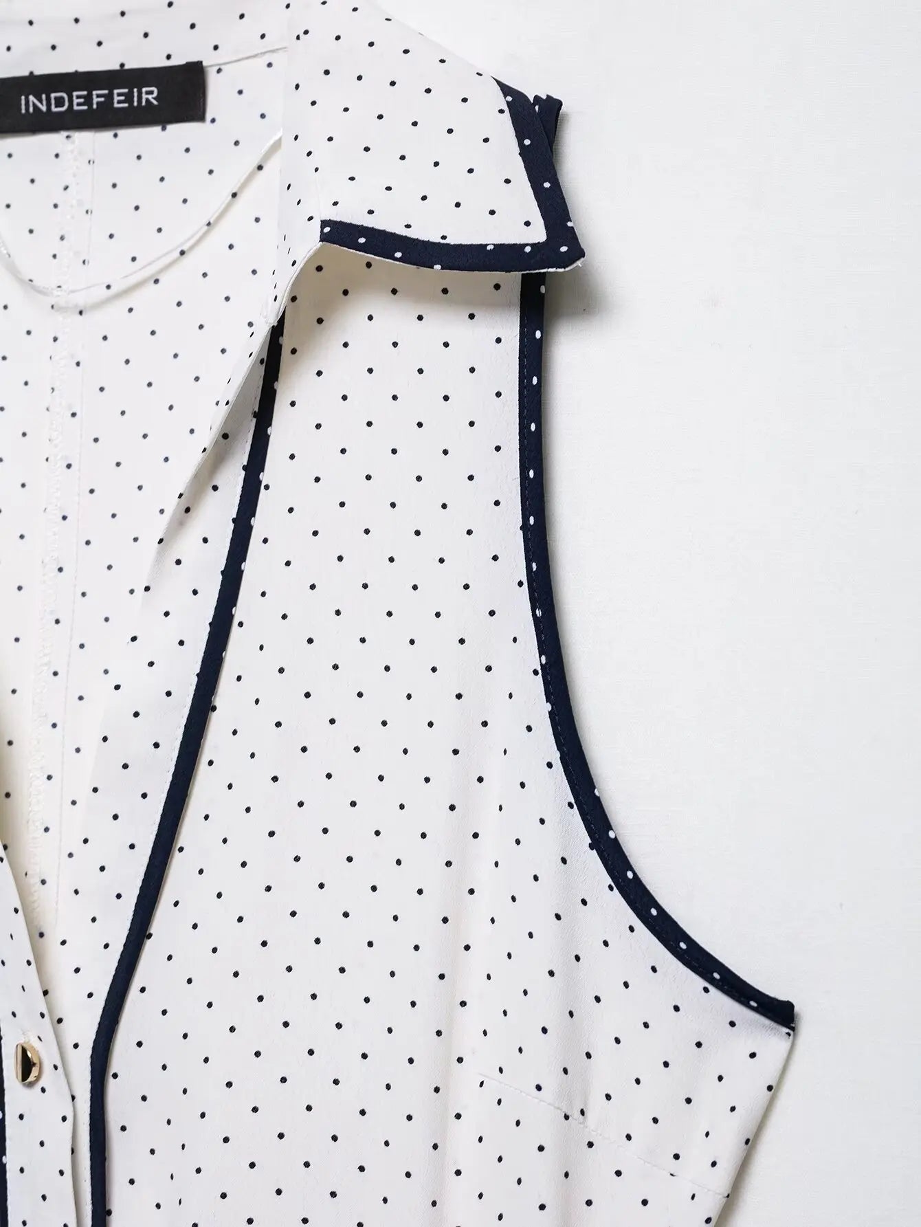 Woman Elegant Chic Sleeveless Single-breasted Midi Dress Summer Women Sexy White Polka Dot Shirt Style Chart Dress Mujer