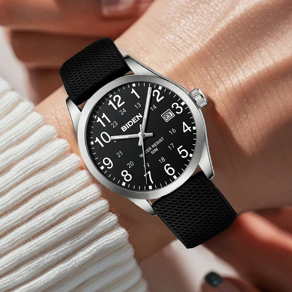 Men's Watch Simulated Quartz Sports Men's and Women's Watch 30 Waterproof Second Hand Luminous Easy to Read Dial
