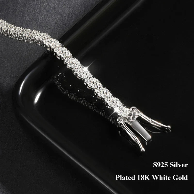 Rhombus Shape Full 1.2mm D Color Moissanite Tennis Bracelet For Women 925 Silver Plated 18k Diamond Link Chain Bracelets