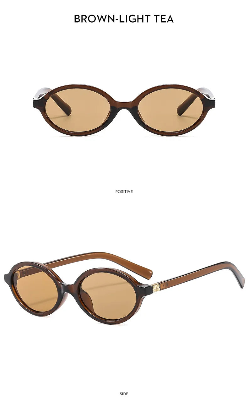 New Oval sunglasses For women Fashion Brand Black Small Frame Sun Glasses Female Retro Clear Lenses Eyewear Lady Trendy UV400
