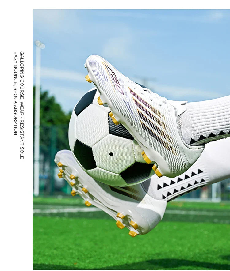Men's High Top Soccer Shoes FG/TF Long Spikes Adult Football Boots Lightweight Professional Athletic Training