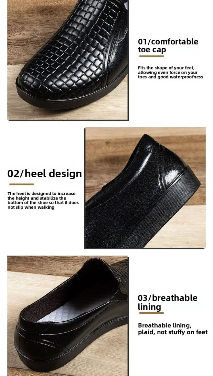 Men's Waterproof Non Slip Rain Shoes Low Cut Kitchen Work Shoes Soft Sole Outdoor Fishing Durable Rubber Shallow Water Shoes