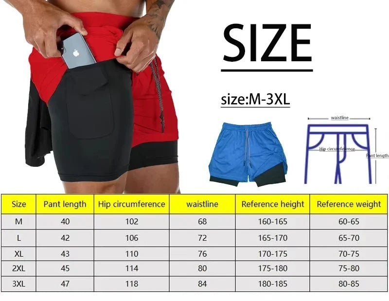 Cartoon Duck Print Men's Shorts Summer Double Layer Letter Print  Quick Drying Pants Fitness Tracksuit Beach Short Pants