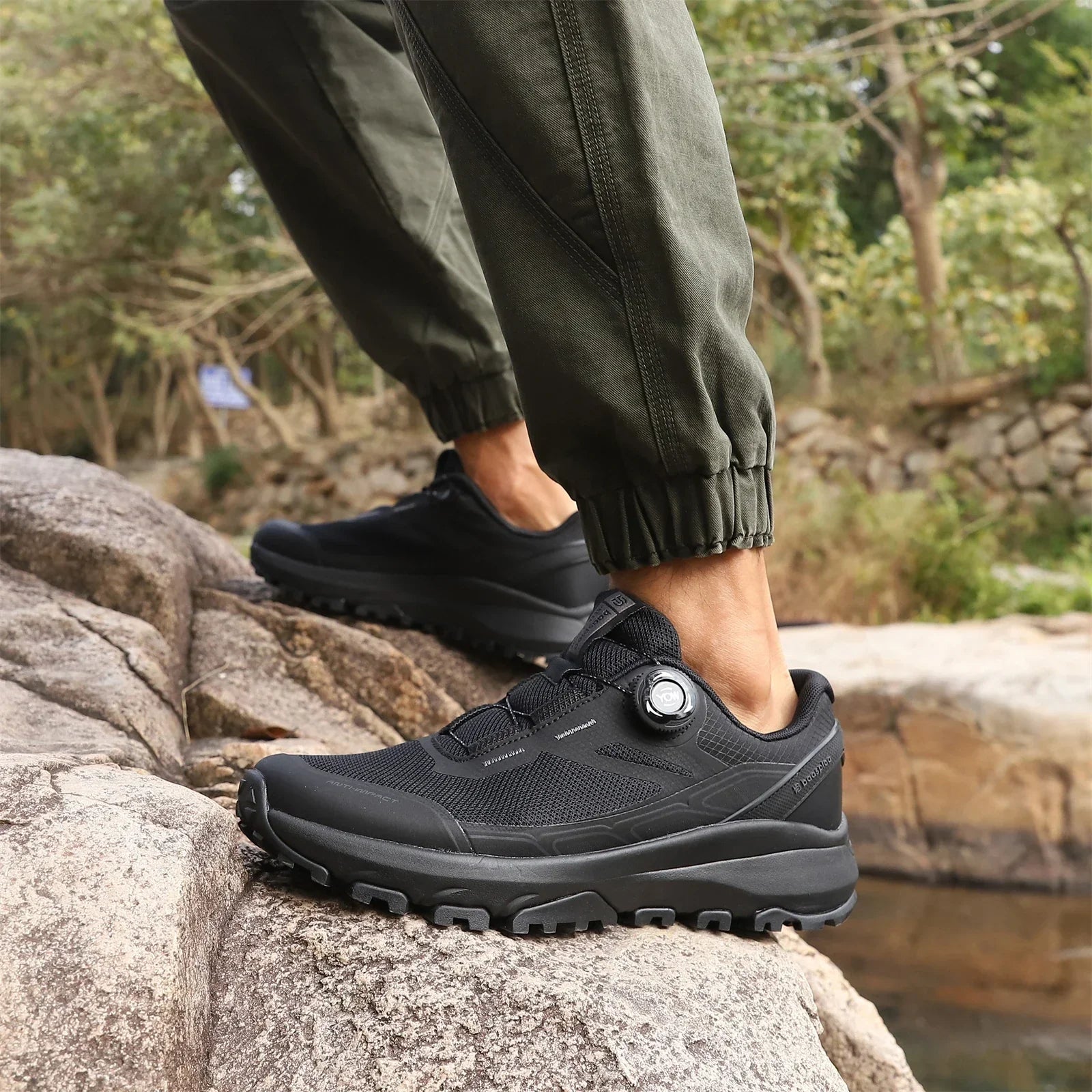 Men Hiking Sneakers Brand High Quality Trekking Climbing Shoes Male Rotating Button Luxury Designer Outdoor Sneakers