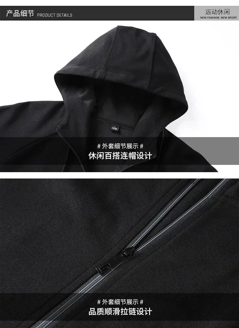 Thicker Fleece Jacket+Pants 2 Pieces Men Winter Tracksuit Sets Black Red Gray Sets Hoodies Casual Hooded Warm Sweatshirts+Pants
