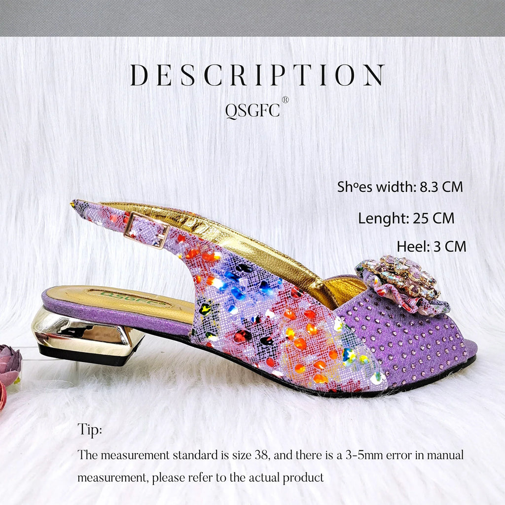 Flash Diamond Decoration Women's Bag With Comfortable Shoes