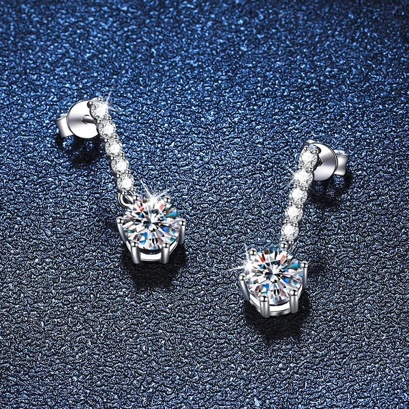 1ct 6.5mm Moissanite  Studs Earrings S925 Sterling Silver with Gold Plated Drop Earrings Wedding Party Fine Jewelry