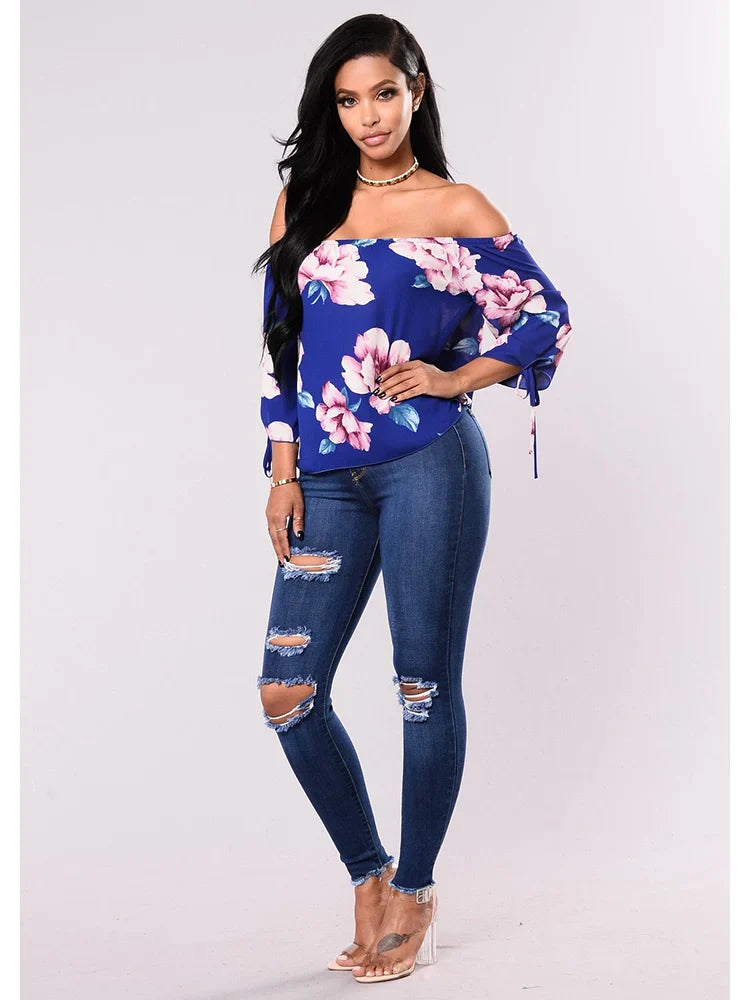 Women Stretch Skinny Ripped Jeans
