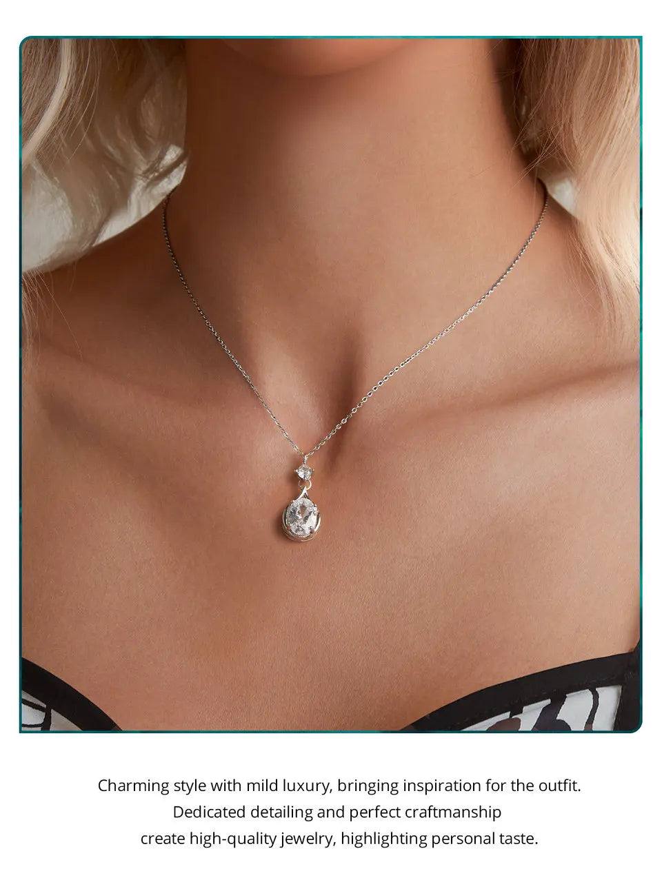 925 Sterling Silver Necklace for Women Cubic Zirconia Round Cut Pendant Necklace Dainty Jewelry Gifts for Women BSN402