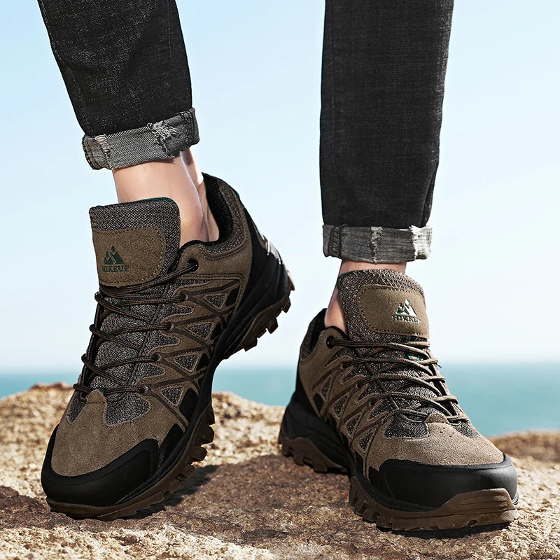 Mens Hiking Shoes Breathable Lace Up Trekking Male Cushioning Outdoor Climbing Tourism Sneakers for Men