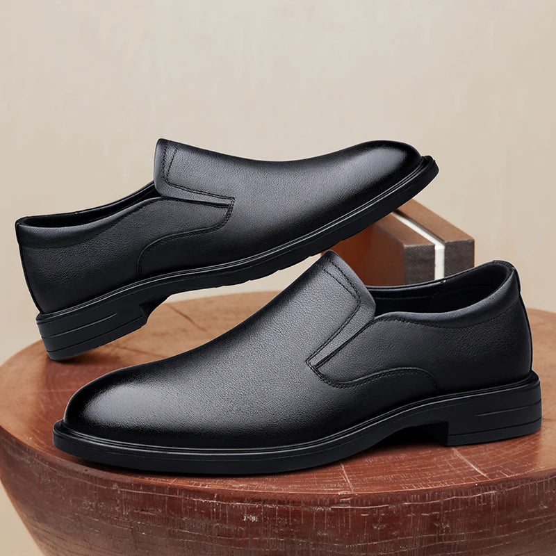 Classic Men's Genuine Leather Loafers Slip-On Flats Business Formal Dress Shoes for Wedding Party Casual Shoes Driving Footwear