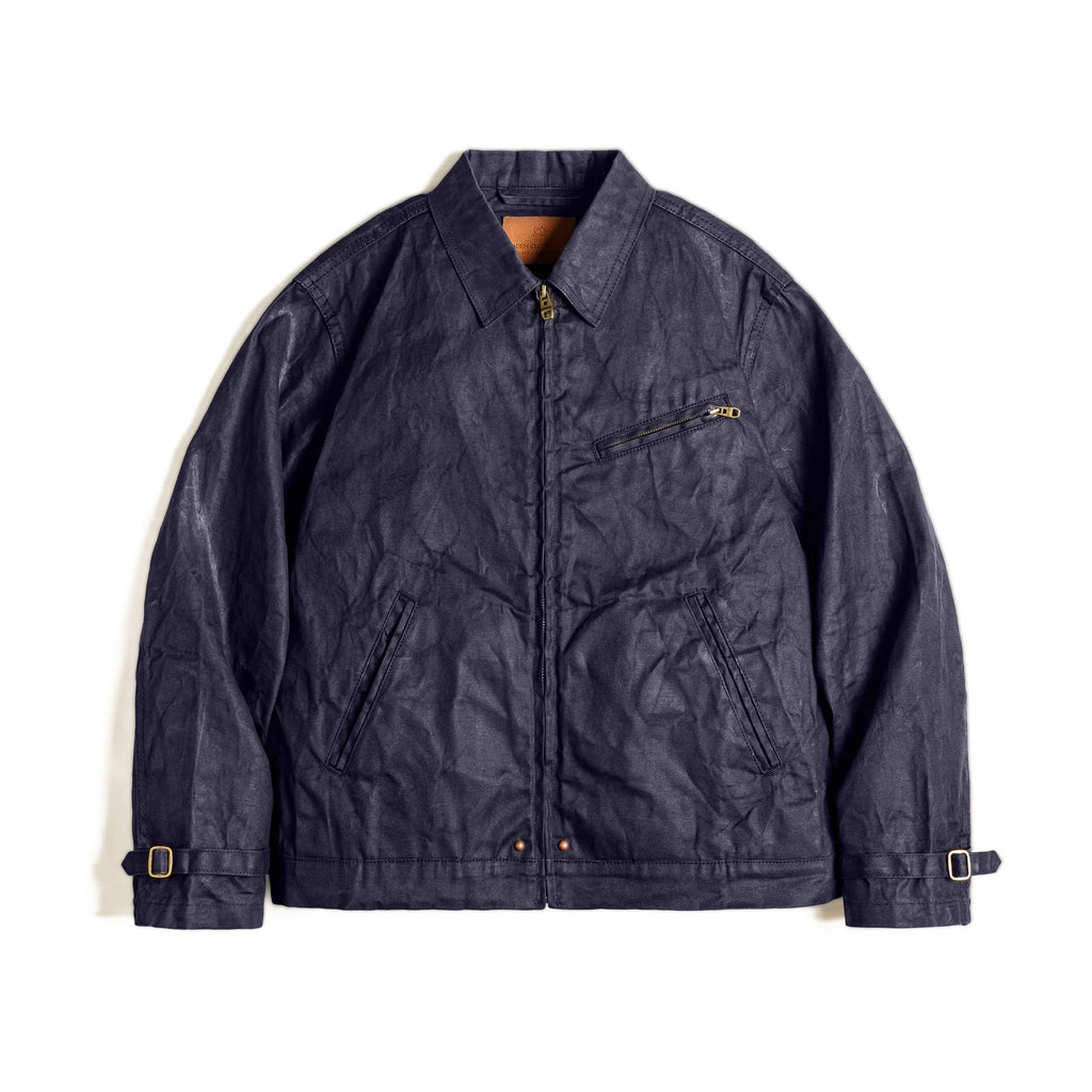 Maden Men's Vintage IV Oil Waxed Canvas Jacket Lapel Zipper Short Outerwear Classic Slim Fit for Men's Spring and Fall Jacket