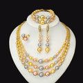 2025 New Multi Layer Women Jewelry Set Matte Frosting Texture Round Beads Necklace Set For Bridal Wedding Jewellwey Gift