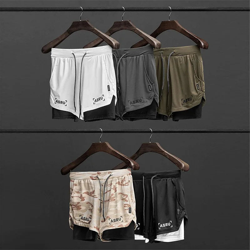 Men's Summer Quick Dry Running 2 in 1 Shorts Sports Jogger Short Pants Male Gym Fitness Workout Sweatpants Plus Size M-5XL