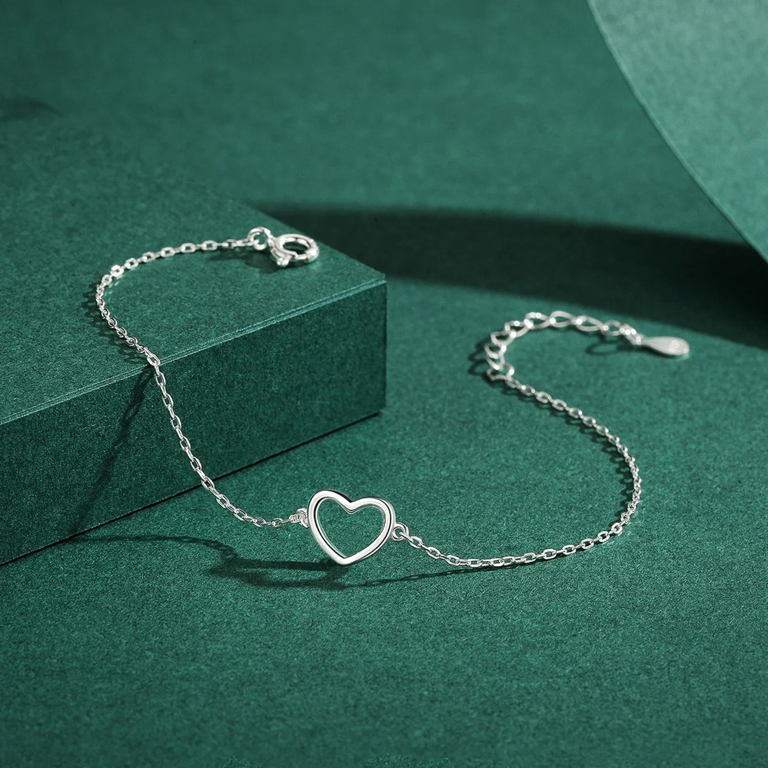 Authentic 925 Sterling Silver Classic Simple Heart Link Chain Bracelet For Women Charm Fine Statement Jewelry Accessories