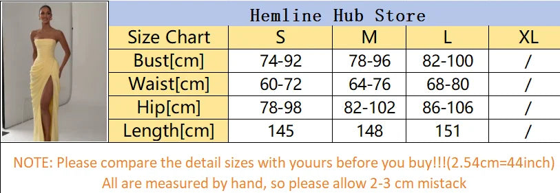 Elegant Solid Pleated Strapless Maxi Dress Yellow Off-shoulder Backless High Waist Split Robe 2026 New Lady Evening Party Gown