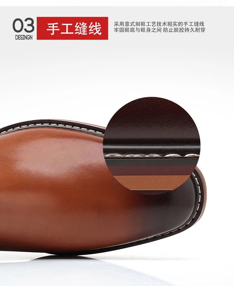 Brand Men's Chelsea Boots Genuine Cow Leather Handmade Boot Shoes Work Shoes For Formal Dress Wedding Business Party New