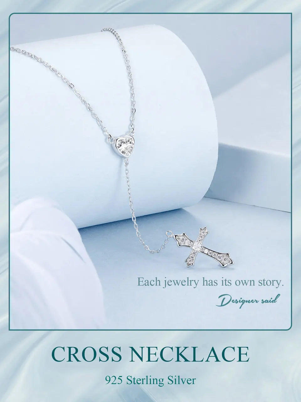 925 Sterling Silver Delicate Heart-shaped Pendant Necklace Y-shaped Cross Chain Necklace for Women Party Dainty Jewelry