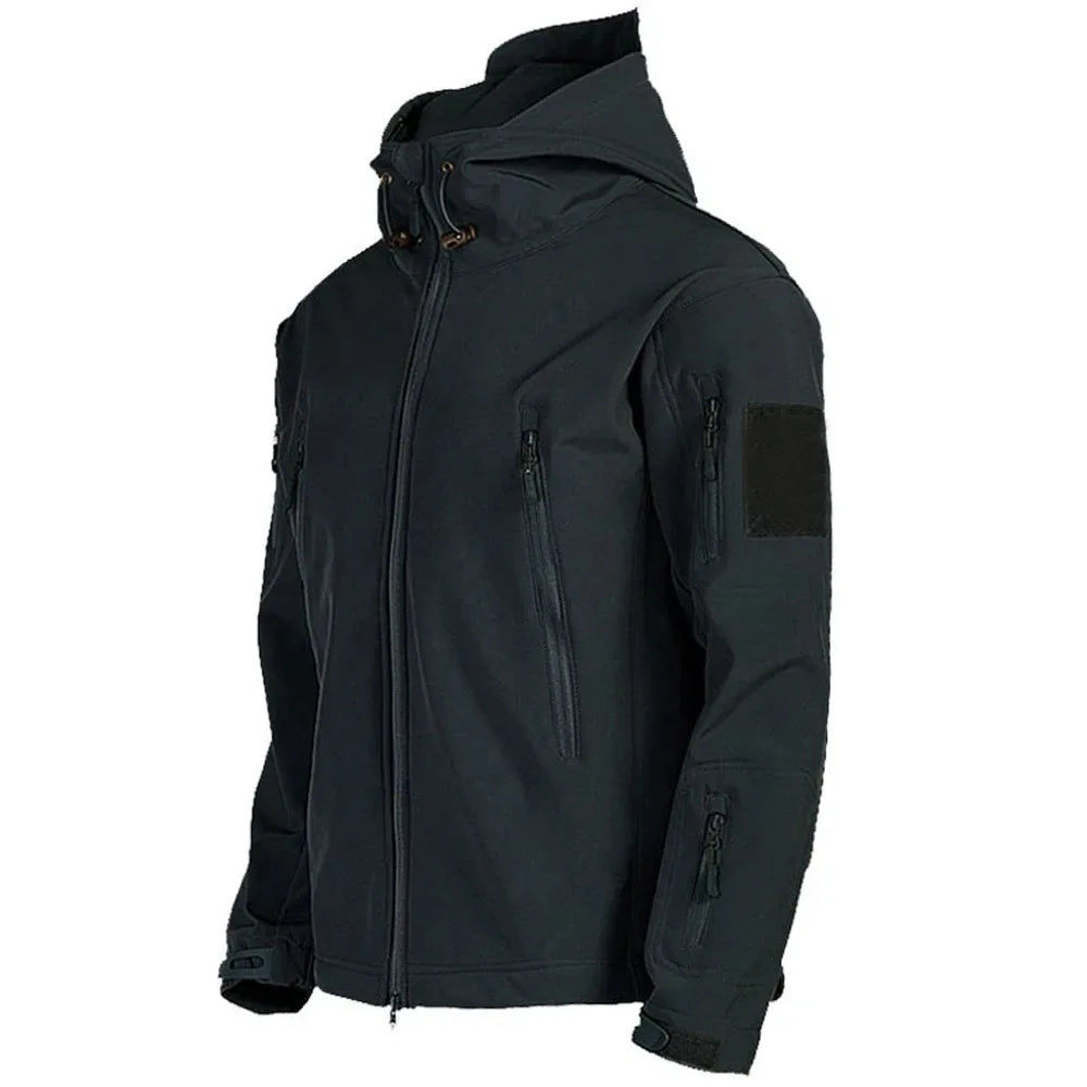 2024 New Fashionable Shark Skin Soft Shell Jacket Men's Tactical Windproof Waterproof Jacket Men's Jacket Hooded Jacket