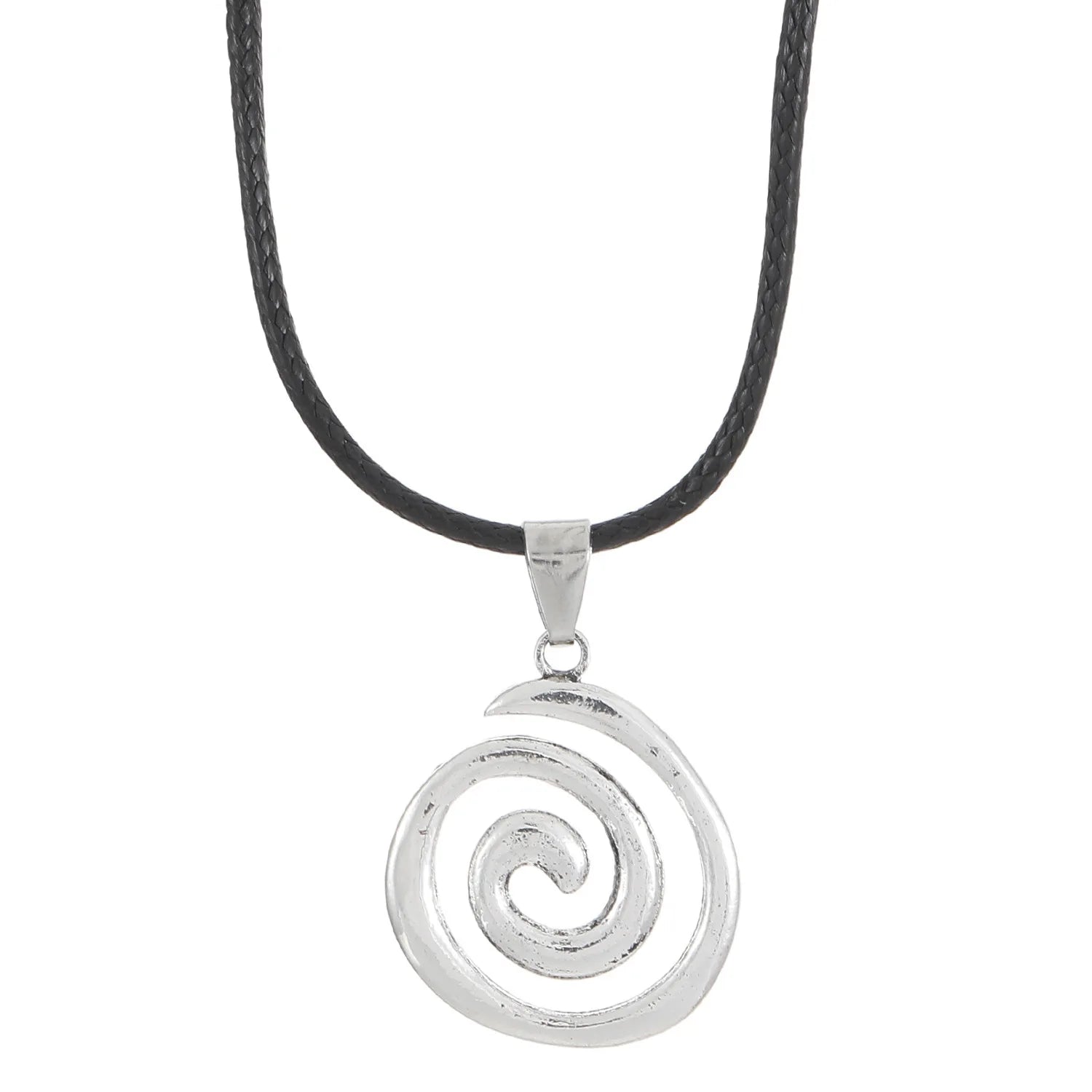 Y2K Spiral Vortex Pendant Necklace for Women Men Vintage Hand-woven Leather Rope Chain Necklace Grunge Jewelry Accessories