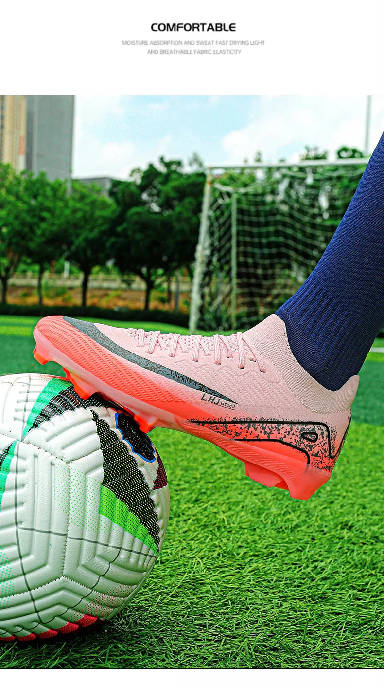 High Top Men Soccer Cleats Professional Football Shoes AG/TF Studs Anti Slip Training Sneaker Comfortable Breathable Adult Match