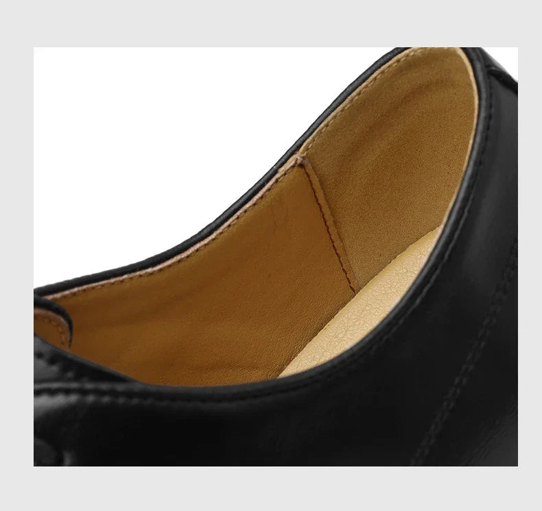 Men's Big Size 39-48 Black Leather Cap-Toe Oxford Shoes New Formal Business Dress Shoes Male Spring Autumn Wedding Shoe for Man