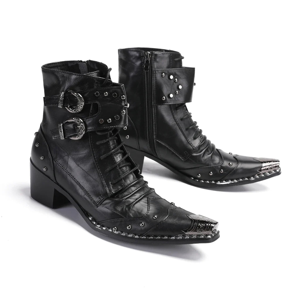 Mens Black Spike Party Shoes