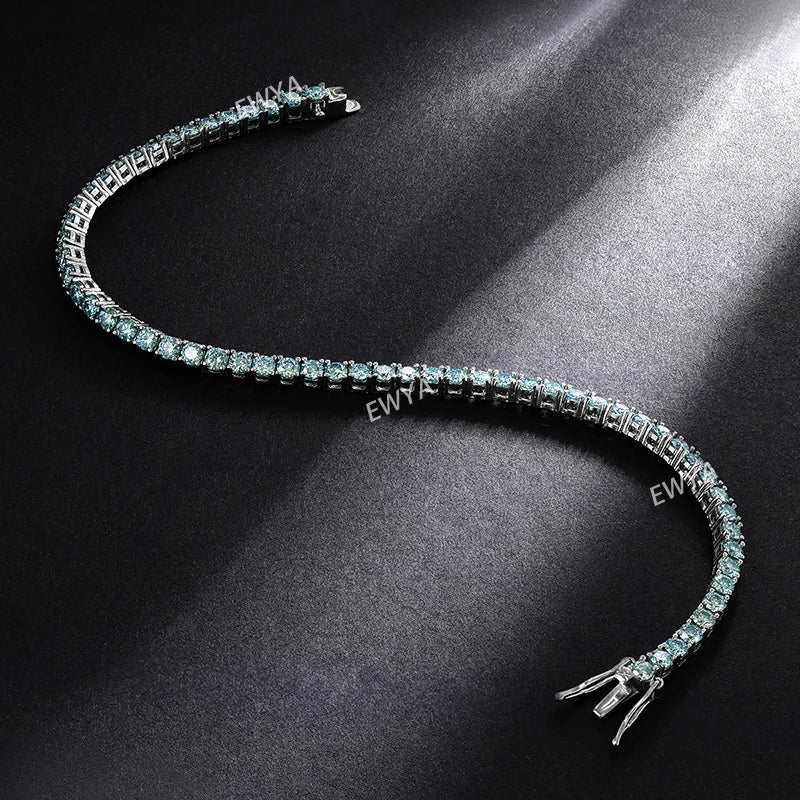 Full 3/4/5/6.5MM D Color Blue Green White Moissanite Tennis Bracelet for Men Women S925 Silver All Diamond Link Bracelets