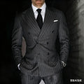 Men's 2-Piece Suit Set Slim Fit Double Breasted Lapel Formal Grey Blue Marine High Quality Jacket And Trousers Ensemble