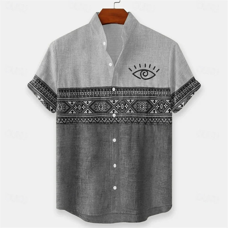 Men's Geometric Indian Ethnic Shirt Button Shirt