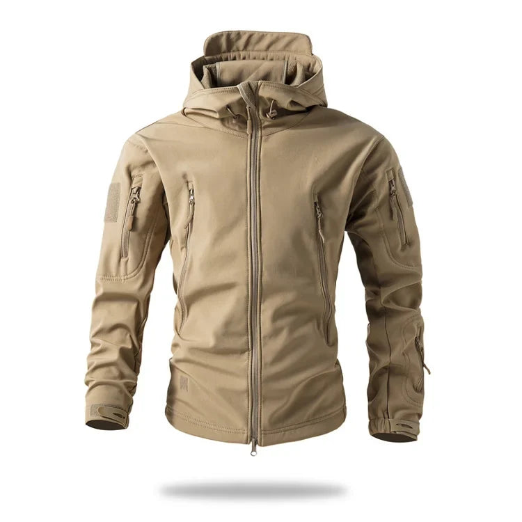 New Soft Shell Tactical Jacket  Men Winter Fleece Hooded Coat Hunting Clothes Outdoor Camouflage CS Tops Waterproof Windproof