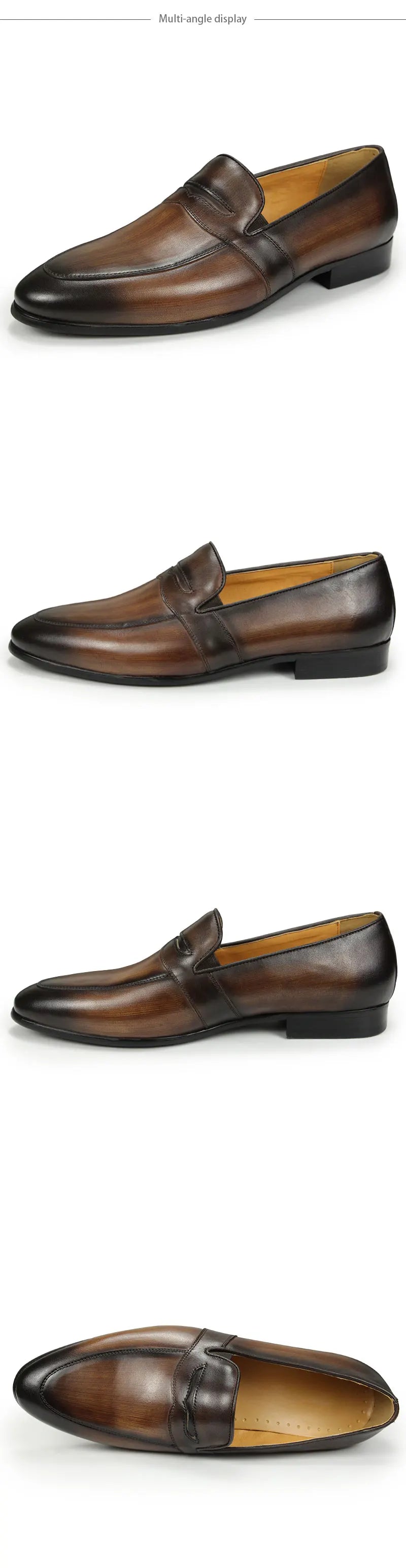 Men's Leather Casual Shoes Luxury Fashion Mens Dress Loafer Shoes Slip-on Casual Peas Shoes Smoking Slipper High Quality Shoes