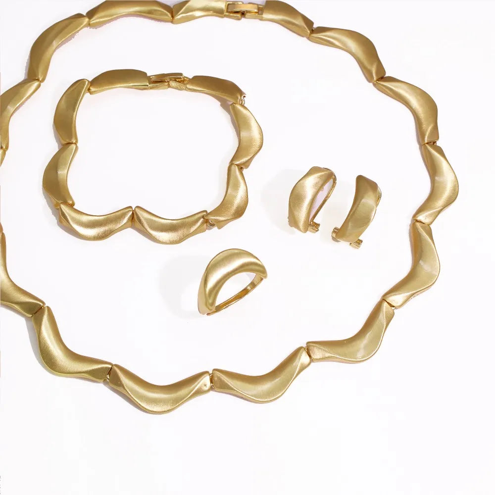 Fashion Simple Women Jewelry Set Cloud Shape Choker Necklace Smooth Metal Bracelet Italian Jewellery 2025 Christmas Gift