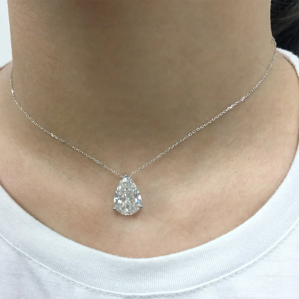 1/2/3/4CT Water Drop Moissanite Pendant Necklace for Women  Certified 925 Silver Pear Cut Solitaire Diamond Pendant Neckchain