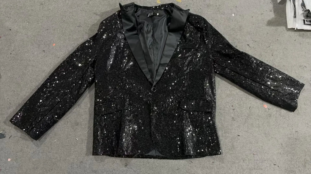 High End Men's Gold Sequin Suit European and American Hosting Performance Dress Korean Version Slim Fit Studio Suit Jacket